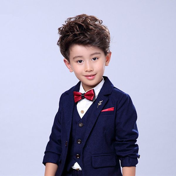 

children suit baby boys suits kids blazer boys formal suit for weddings boys clothes set jackets+vest+pants 3pcs, White