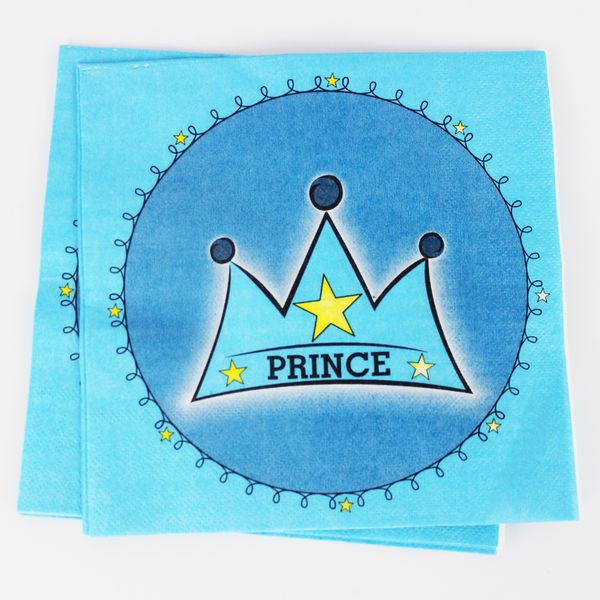 

wholesale kid boy baby prince birthday party decoration kids supplies favors napkins 20pcs/lot event party supplies