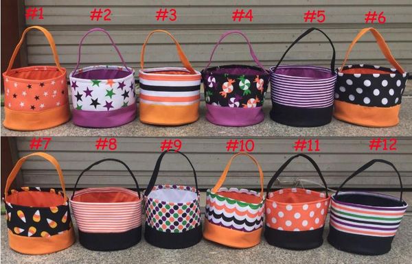 

50pcs 2018 new wholesale monogram halloween buckets candy gift bags pumkin trick or treat bucket party decoration sn1407