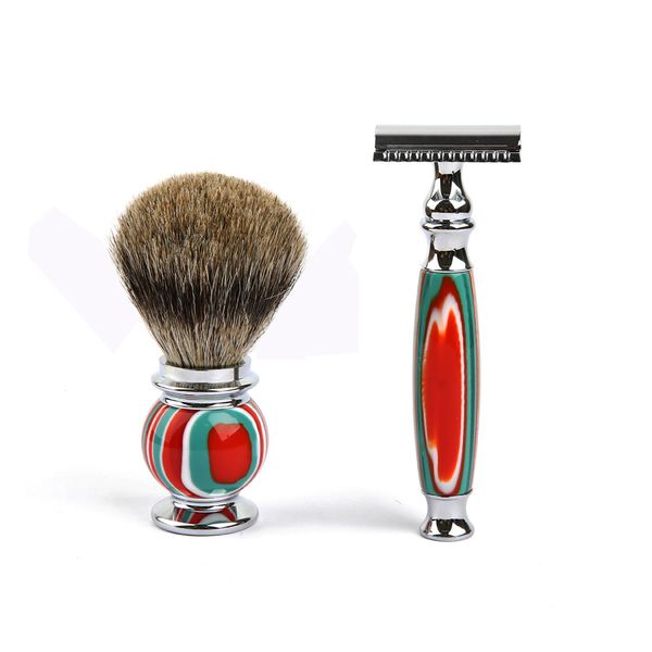

new men's manual shaver wet shaving set double edge razor men's razors colorful stripe