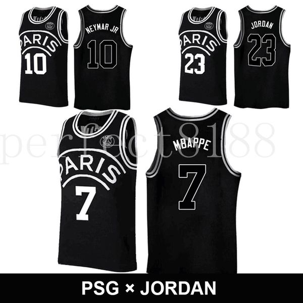 

2018 black ba ketball aj p g jer ey 23 michael mj neyma 10 jr jer ey 7 mbappe pari maillot de ba ket black hirt