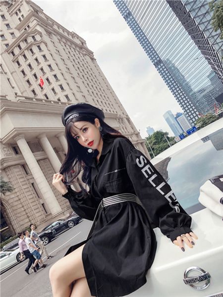 

letter floral print personality cardigan for women fashion wild with belt women's windbreakers trench loose thin coat for women, Tan;black