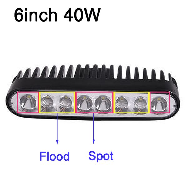 

ecahayaku 6 inch 40w slim led light bar combo driving fog work lamp 12v 24v offroad barra for truck suv motorcycle 4x4 4wd