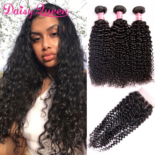 10a Cheap Kinky Curly Weave Human Hair Bundles With Lace Closure
