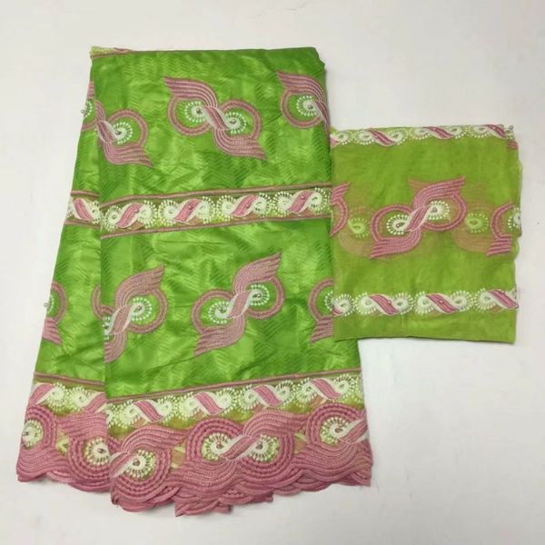 

5yards elegant green african bazin brocade lace fabric and 2yards french net lace embroidery for dress bz4-1, Black;white
