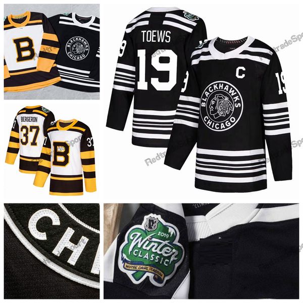 

2019 winter classic chicago blackhawks jonathan toews patrick kane hossa keith crawford boston bruins bergeron chara marchand hockey jerseys, Black;red