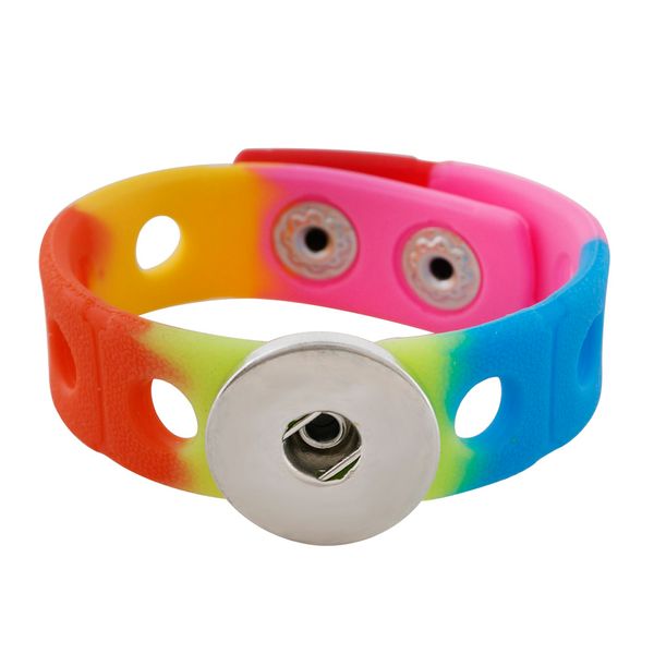

new fashion multicolor silicone stretch snap bracelet fit 18mm snap jewelry bracelets for women children summer jewelry, Golden;silver