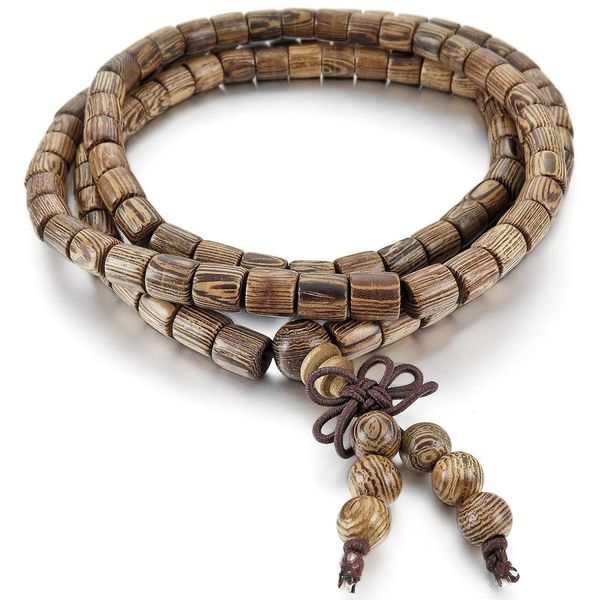 

6mm wood beaded bracelets for women man tibetan buddhist brown buddha beads prayer pulsera elastic clasp bracciali donna joyas, Black