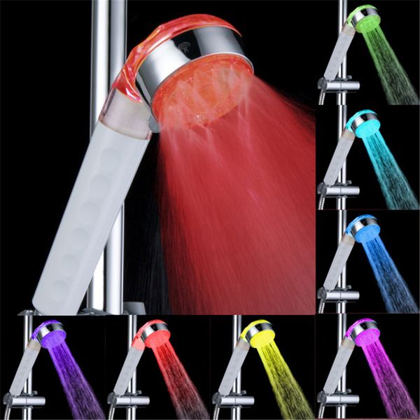 

7 colors bathroom three spray patterns led shower head no need battery