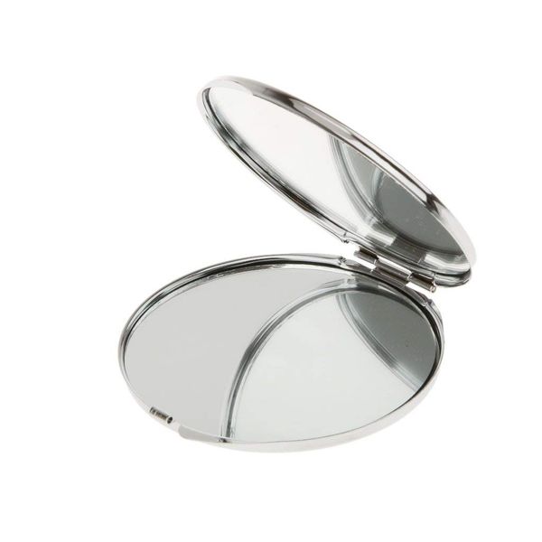 

foldable pocket mirror cosmetics compact makeup mirror - silver