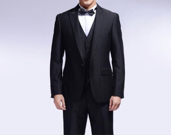 

the custom black men's suit three-piece suit (jacket + pants + vest) men's business office formal professional suit, Black;gray