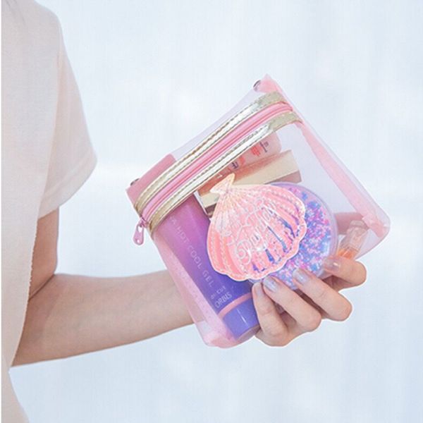 

bentoy jelly transparent cosmetic bag girl make up waterproof travel wash case women pouch toiletry bag milkjoy korea fashion