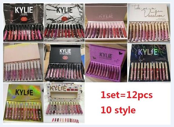 

12 colors lip gloss matte liquid lipsticks lip gloss suit set 12pcs/set lipsticks 10 styles 1set ing
