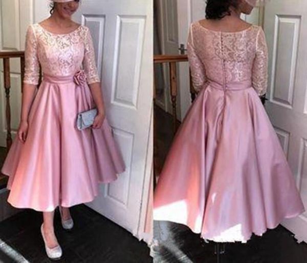 

selling half sleeves mother of the bride dresses with appliques wait with handmade flowers for wedding party in stock backc with button, Black;coppery