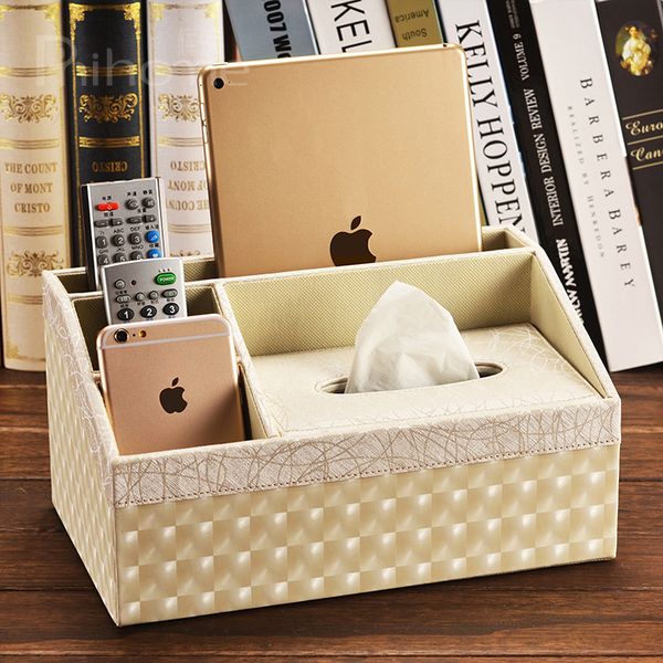 

leather multifunctional tissue box deskremote control storage box table napkin pumping paper tissue cover snh003