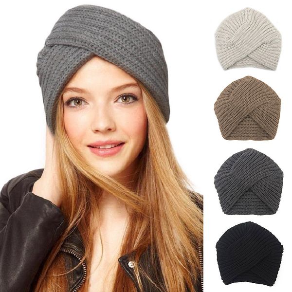 

knitted turban croceht felt women ladies winter headwrap head wrap caps for women twist hat hat girls beanies jle167 wtwtv, White;black