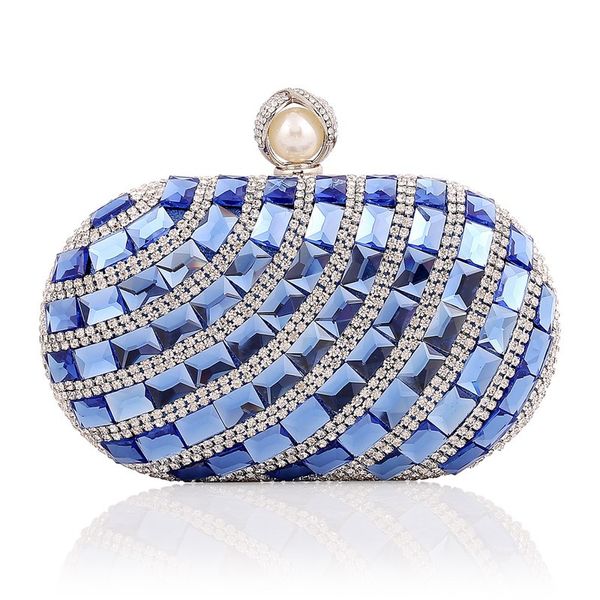 

new 2019 high grade royal blue crystal diamond day clutches evening clutch lady prom dinner weeding handbag xst-b0118