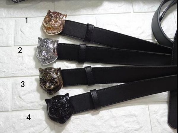 

2018brand designer belt mens senior tiger head belts new fashion casual cowhide belts for men waist belts, Black;brown