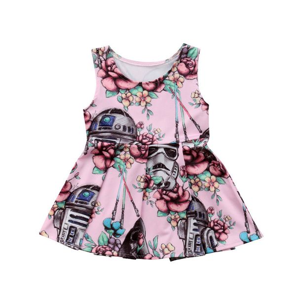 

newborn infant baby girl dress summer sleeveless party princess round neck dresses clothes girls clothing floral pink cute, Red;yellow
