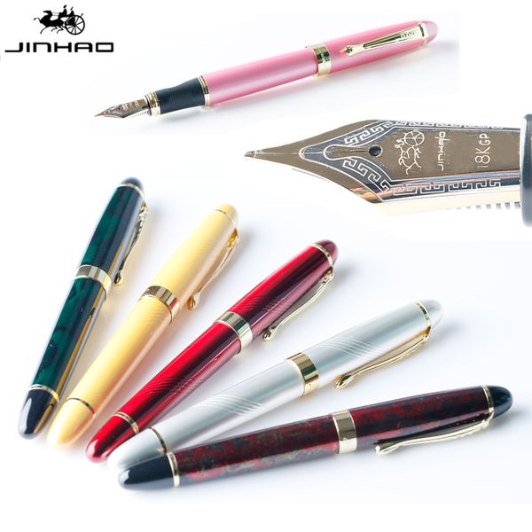 

jinhao x450 iraurita gold clip spiral pattern ink pens 18kgp 0.5mm medium m/b nib luxury fountain pen
