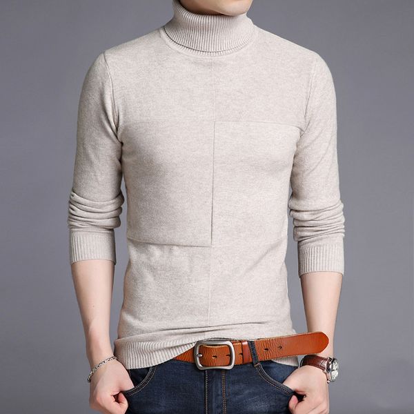 

2018 autumn new winter men's korean 7 colors turtleneck pullover sweater male warm thickening slim fit brand knitted pullovers, White;black