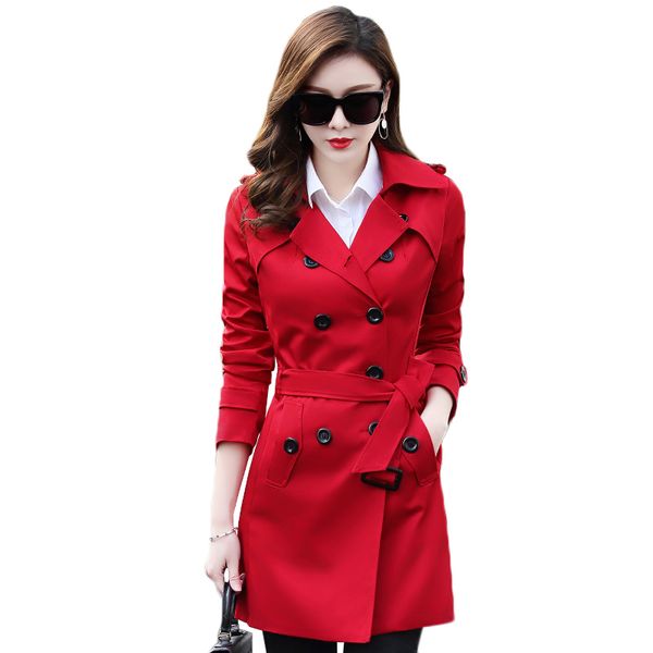 

plus size 6xl korean slim trench coats womens 2018 spring autumn new long windbreakers female casual loose overcoat womens coats, Tan;black