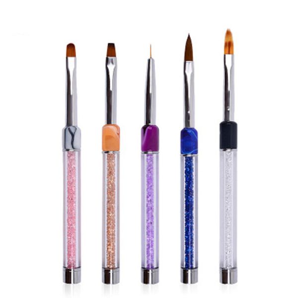 

y-xlwn new nail tool wholesale crystal with drill pen painted nail brush flat mouth ptherapy pen, Silver;gold