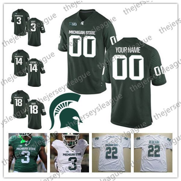

michigan state spartans 2019 custom any name any number green white stitched #3 lj scott 8 kirk cousins ncaa college football jerseys, Black