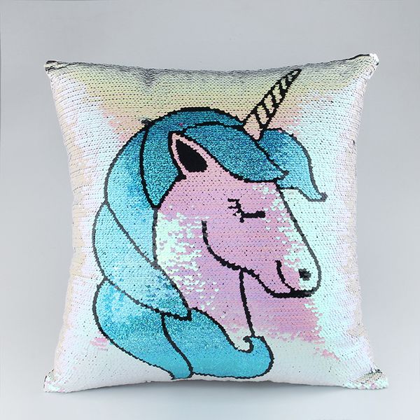 Hot Slae Sequins Cushion Cover Horse Pattern Pillow Cover 45 45cm