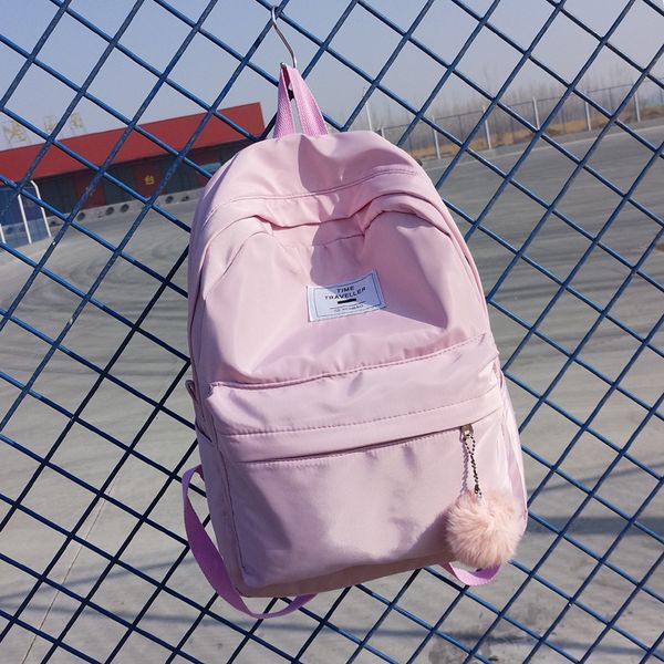 

2018 pretty style lovely girl's school backpacks waterproof nylon school book bag backpck with woollen ball