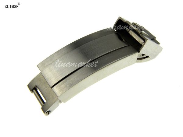 

9mm new silver ss brushed watch band strap buckle bracelet deployment clasp, Black;brown