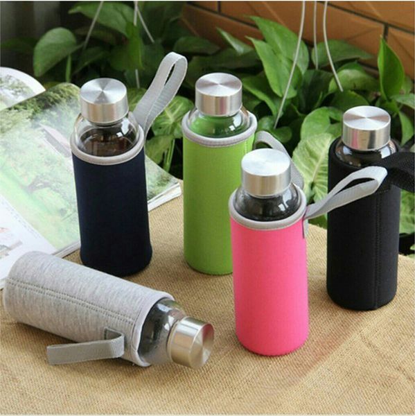 luluhut Viagem drinkware Garrafa Portátil novo design de garrafa de água de vidro Transparente garrafa de chá de água