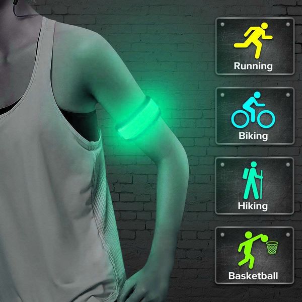 

4 modes led flashing light up glow bracelet wristband running cycling safety warning vocal concert party props gift durable, Black;red