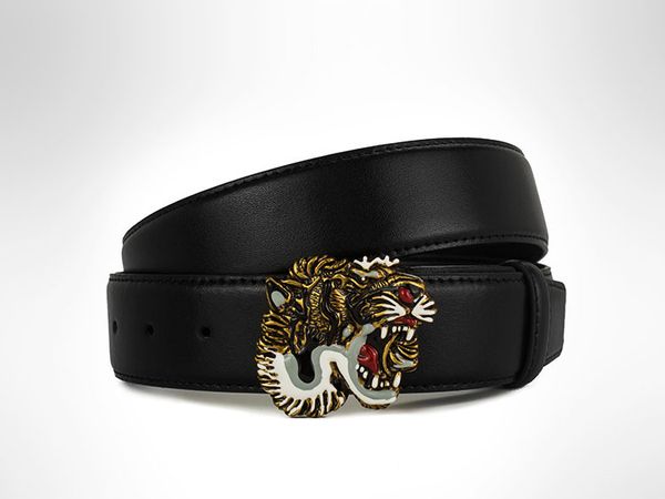

Хорошее качество роскошный ремень 100% натуральная кожа tiger head дизайн пряжки ремни