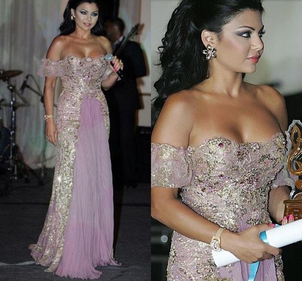 

Light Purple Off Shoulder Prom Dresses Sequins Applique Beaded Backless Evening Gowns Arabic Ruffles Long Formal Party Dresses Vestidos