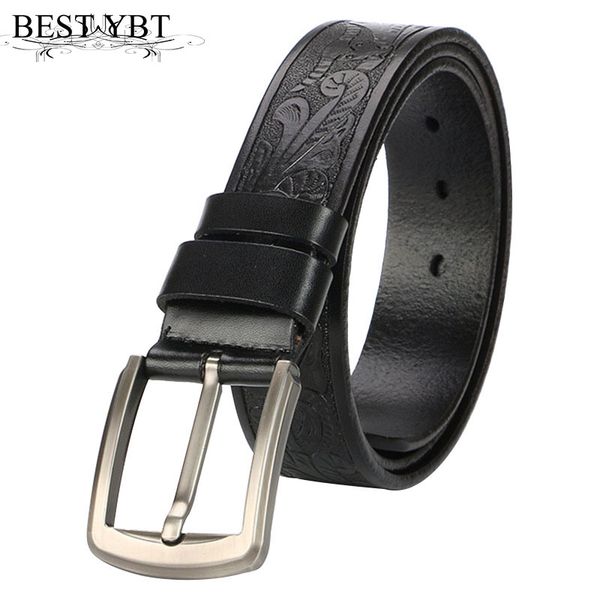 

ybt men belt retro ethnic style floral pattern alloy pin buckle belt fashion men business affairs casual, Black;brown
