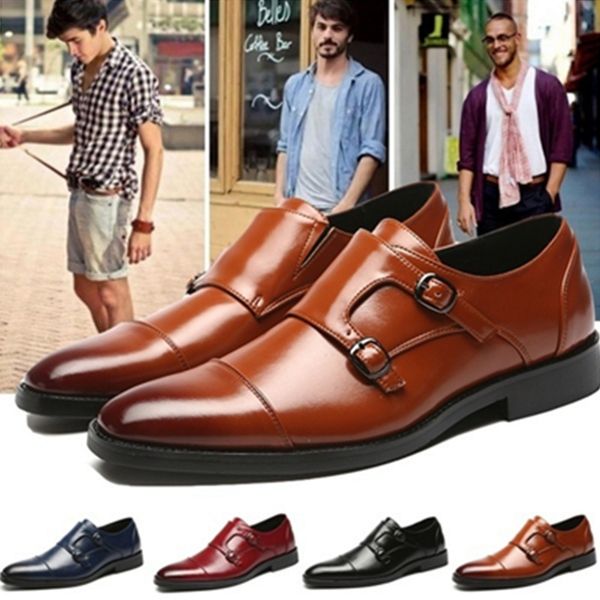 

italian brand monk strap formal designer shoes men oxford shoes for men dress shoes chaussure homme zapatos de hombre sepatu pria ayakkab, Black
