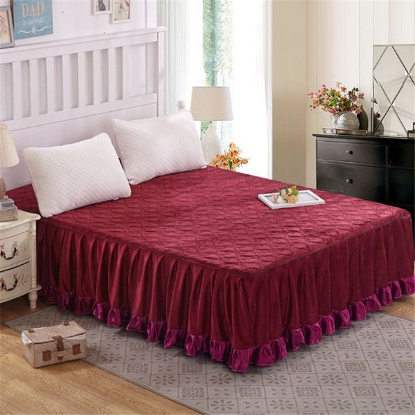 

short plush bed skirt single piece warm sheet bed cover comfortable breathable works theme love