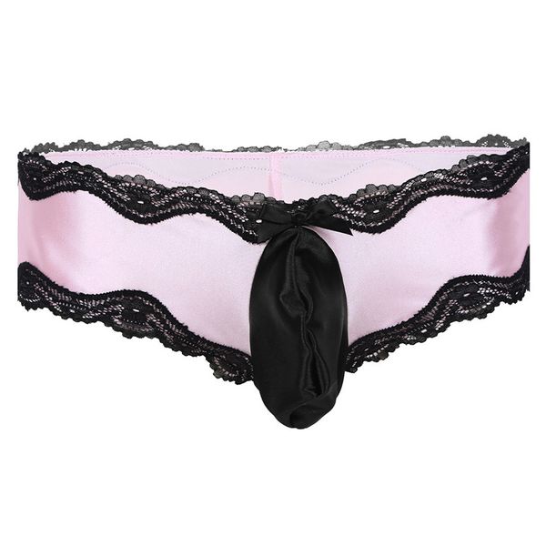 

Men Lingerie Lacework Bikini Briefs Underwear Underpants with Bulge Pouch Sexy Men Lingerie Stretchy Underwear Underpants Black