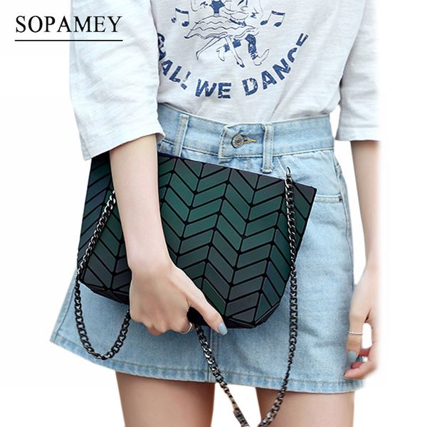 

new bao bags for women luminous chain lightnig sac bao bag diamond geometry shoulder bags plain folding messenger bolso