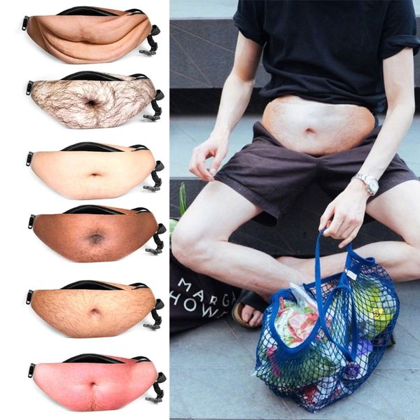 

thinkthendo 2017 flesh novelty fun men women dad bag dad bod waist bags beer fat hairy belly fanny pack