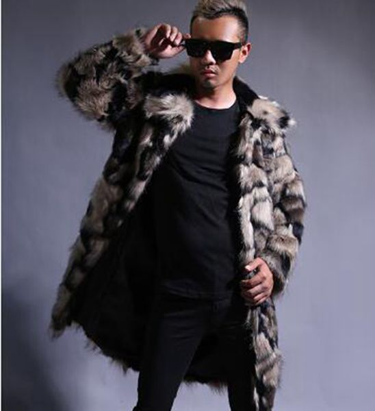 

мужская зимняя европа и соединенные штаты америки новый высококачественный корейский вариант отдыха и моды длинные высокого класса шуба / s, Black