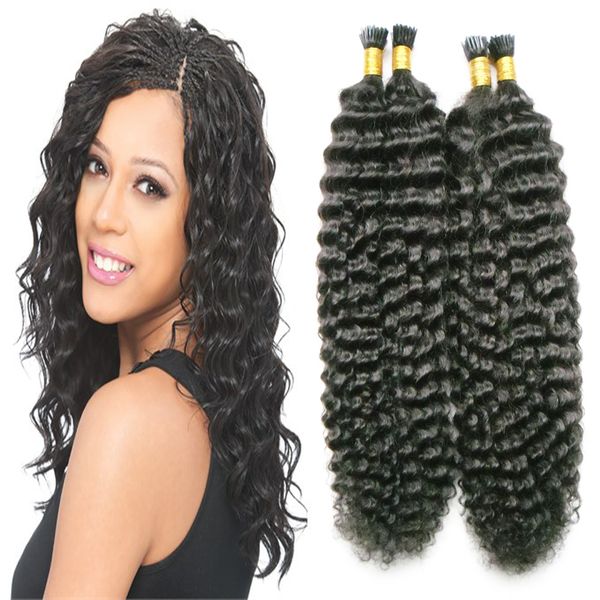 I Tip Hair Extensions Pre Bonded Hair Extension Deep Curly 200g