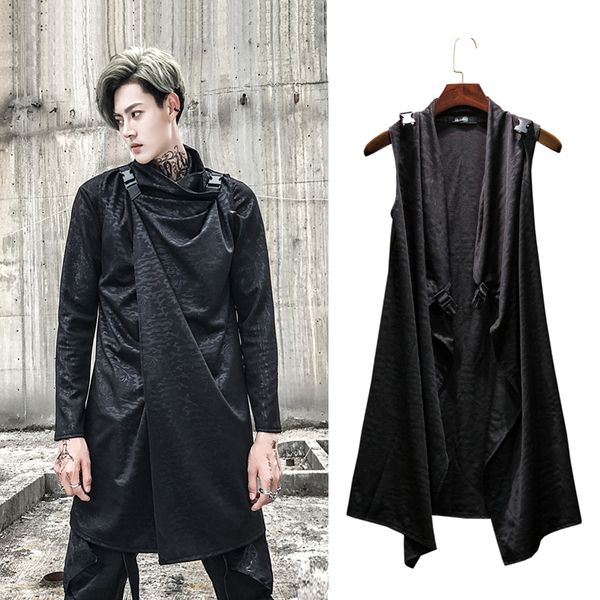 

2018 autumn europe and america fashion vest male hair stylist nightclub hip hop personality vest singer costumes, Black;white