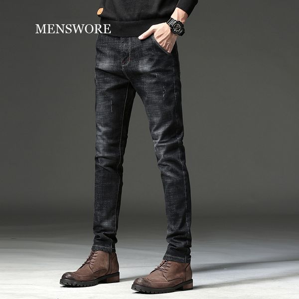 

menswore 2018 spring solid color feet jeans casual british trousers, Blue