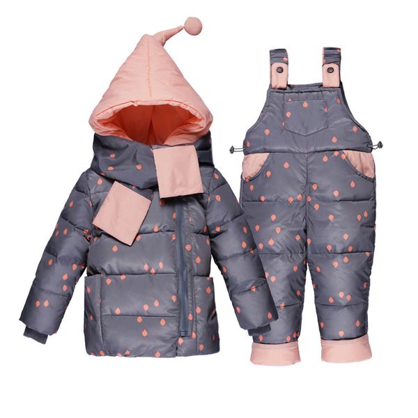 

baby girls winter outerwear coats kid thicken down snow wear overalls clothing set infant jumpsuit snowsuit, Blue;gray