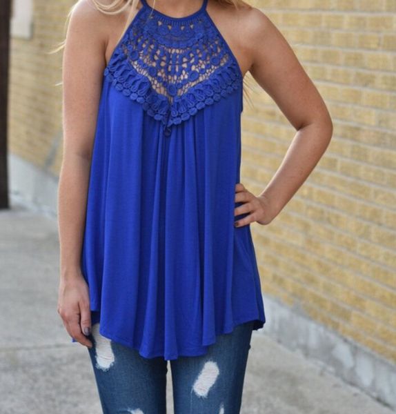

new women summer lace vest sleeveless blouse casual tank t-shirt female, White