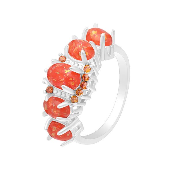

hainon fire opal finger rings for women red oval stone sier color filled jewelry 2018 fahion wedding rings for party, Golden;silver