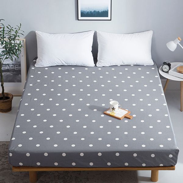 

1pc cotton black dot print fitted sheet environmental printing bed sheet with elastic band mattress cover with rubber band #sw
