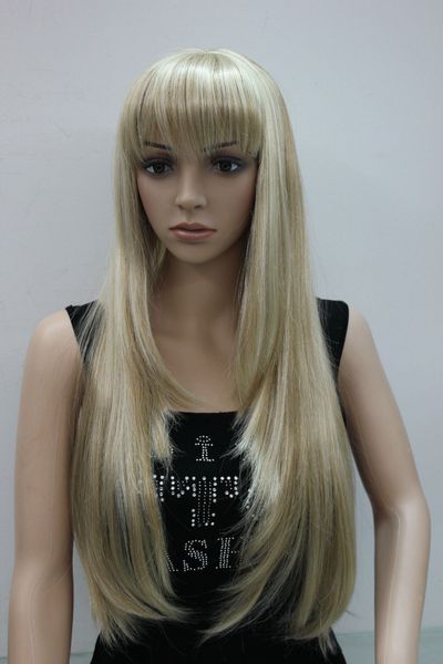 модный парик красивая золотая блондинка с отбеливателем длинные прямые волосы парик